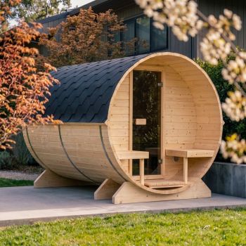 GARTENSAUNA FASSSAUNA 186 MIT RELAX-TERRASSE